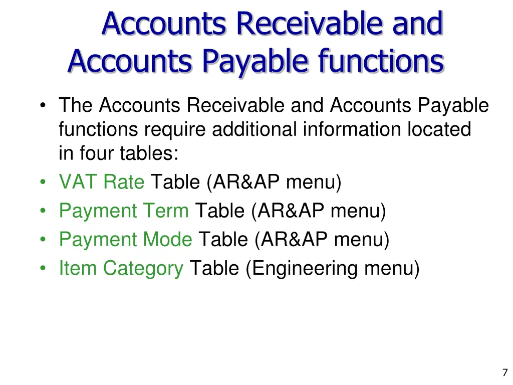 accounts receivable and accounts payable functions