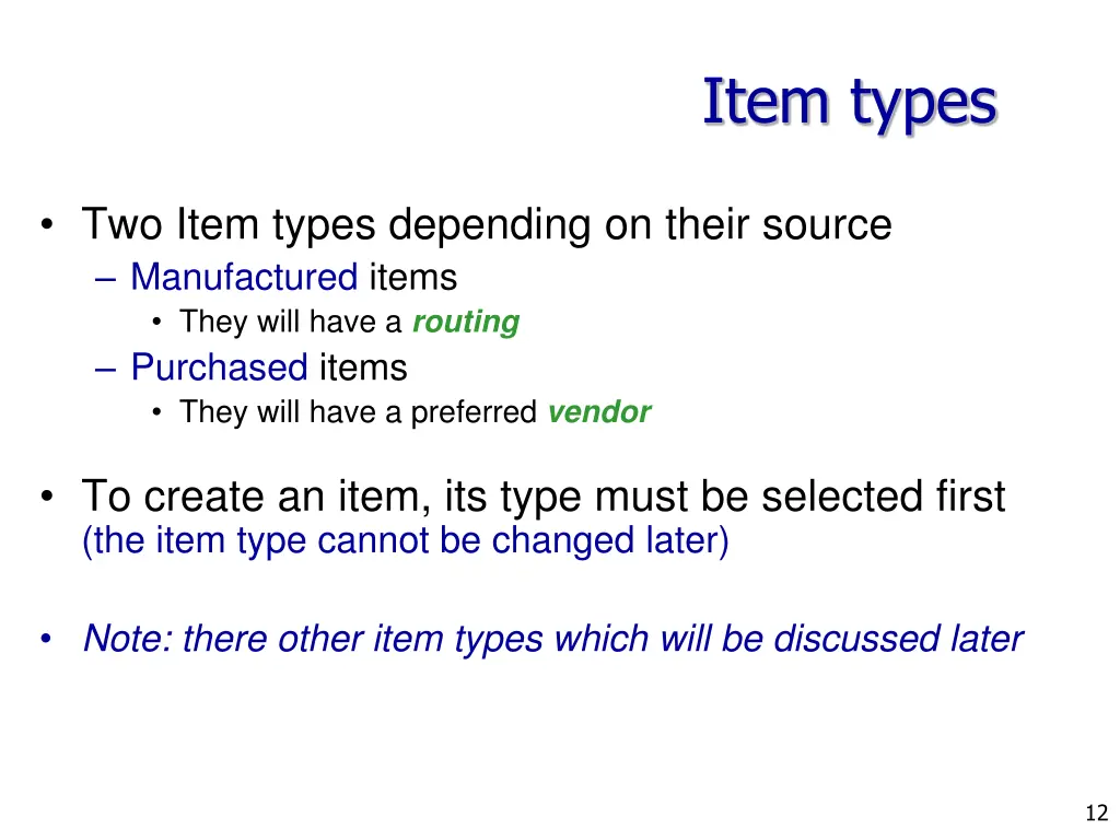 item types