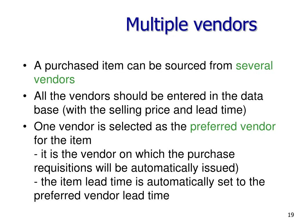 multiple vendors