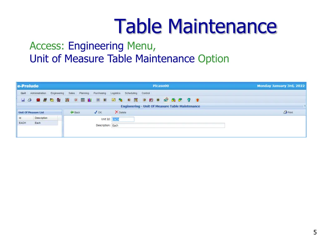 table maintenance