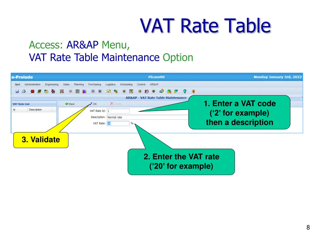 vat rate table