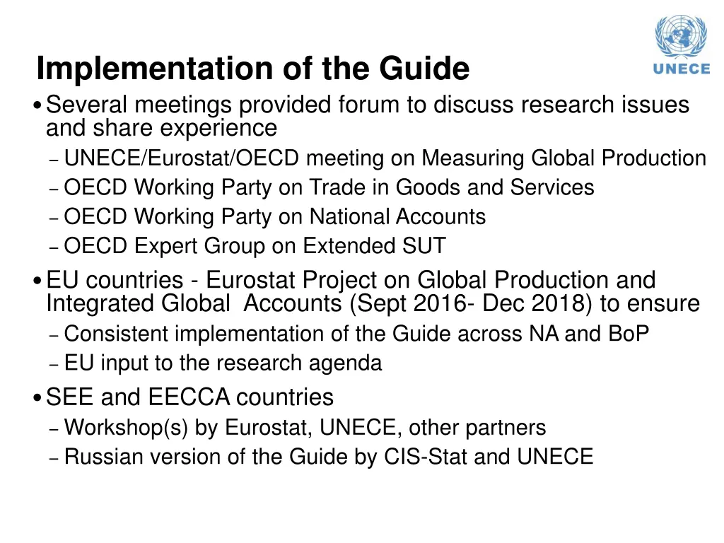 implementation of the guide several meetings