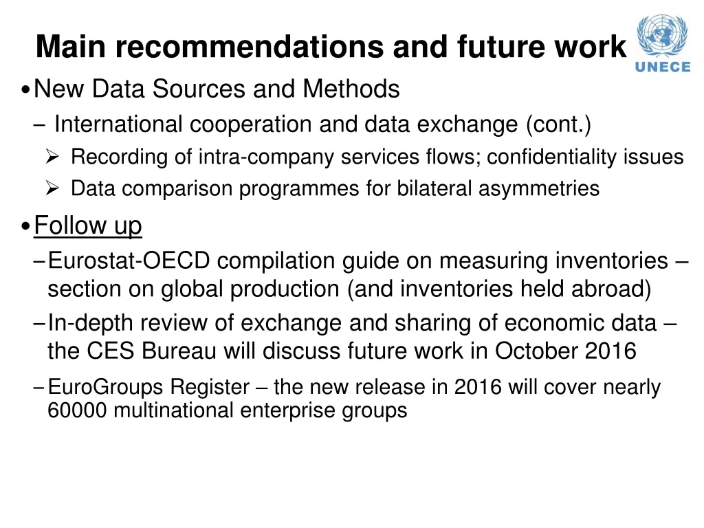 main recommendations and future work new data 1