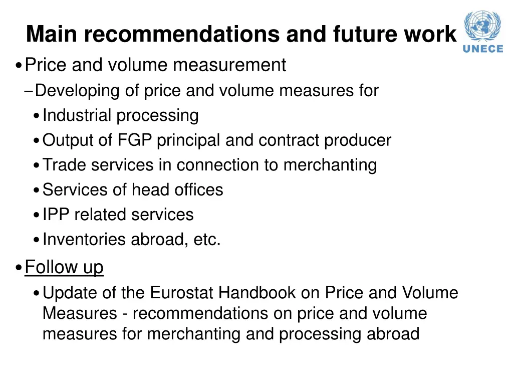 main recommendations and future work price