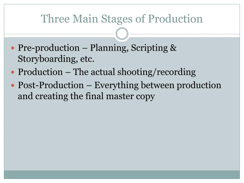 three main stages of production