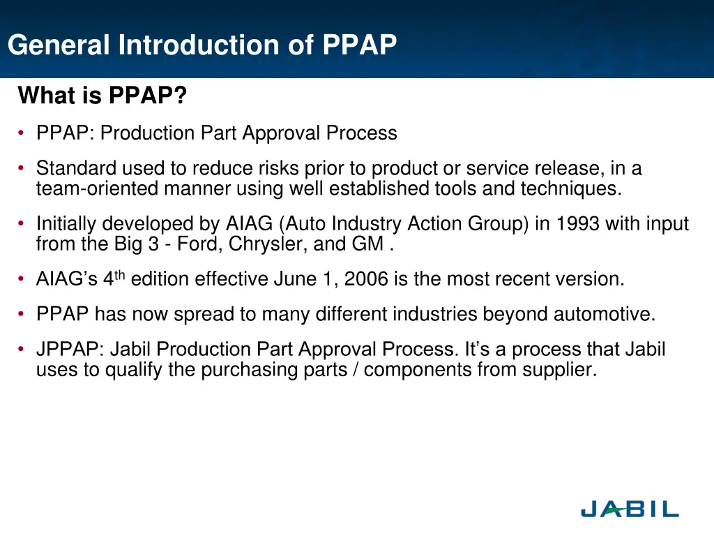 general introduction of ppap