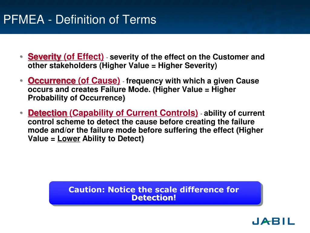 pfmea definition of terms