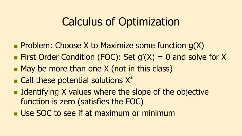 calculus of optimization