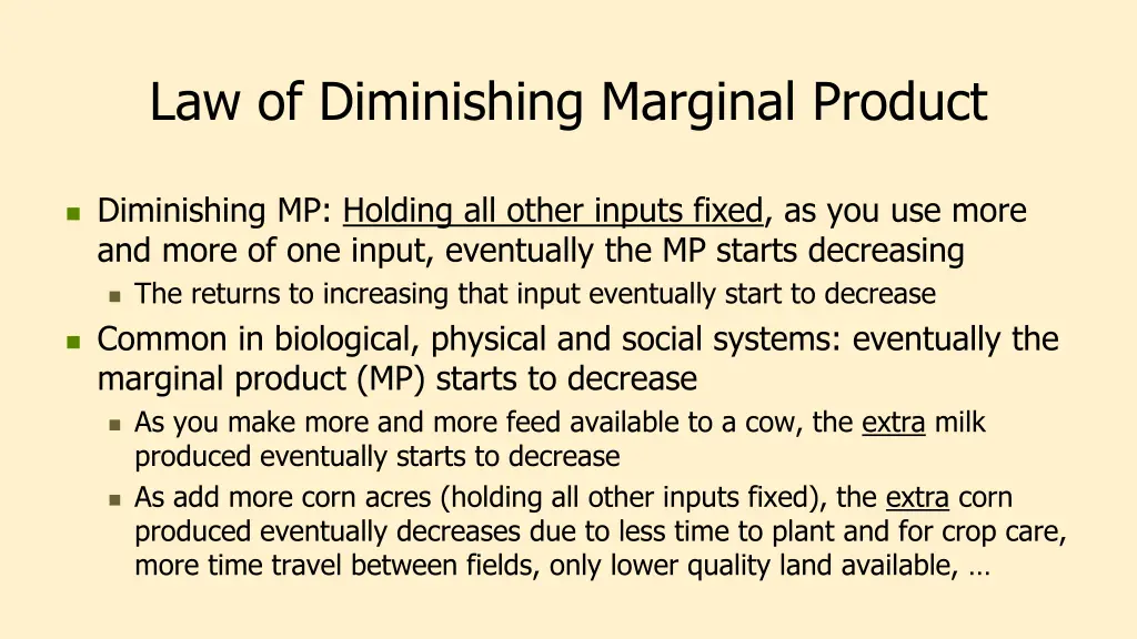 law of diminishing marginal product