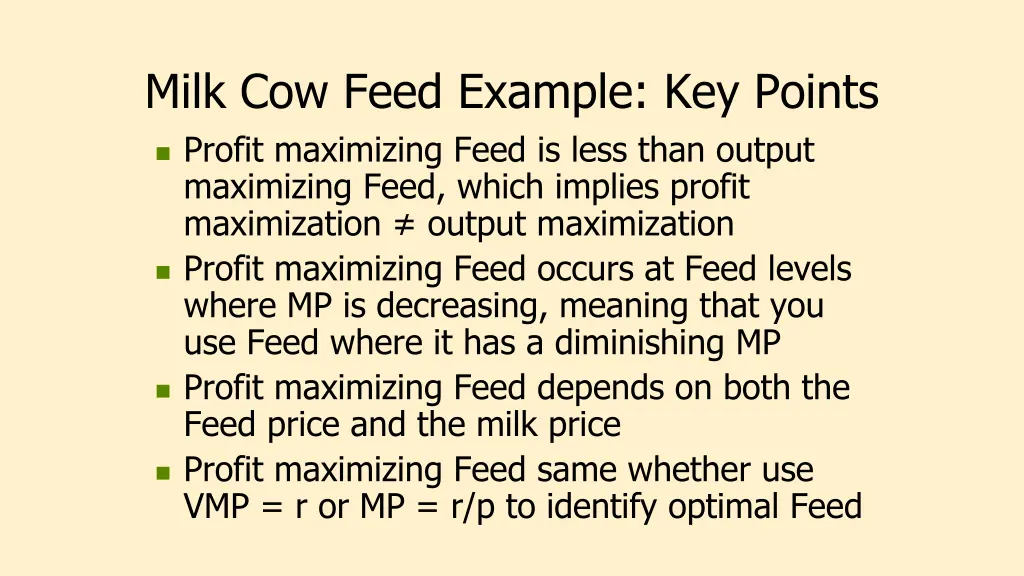 milk cow feed example key points profit