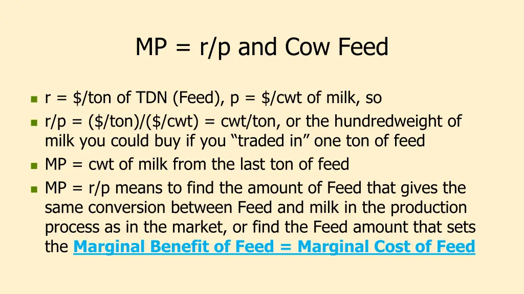 mp r p and cow feed