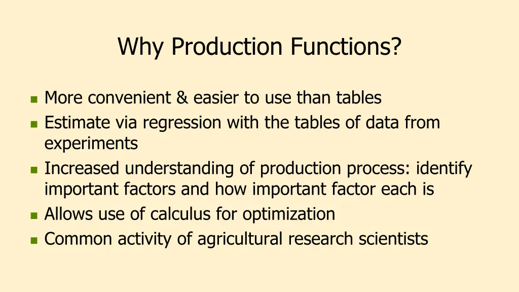 why production functions