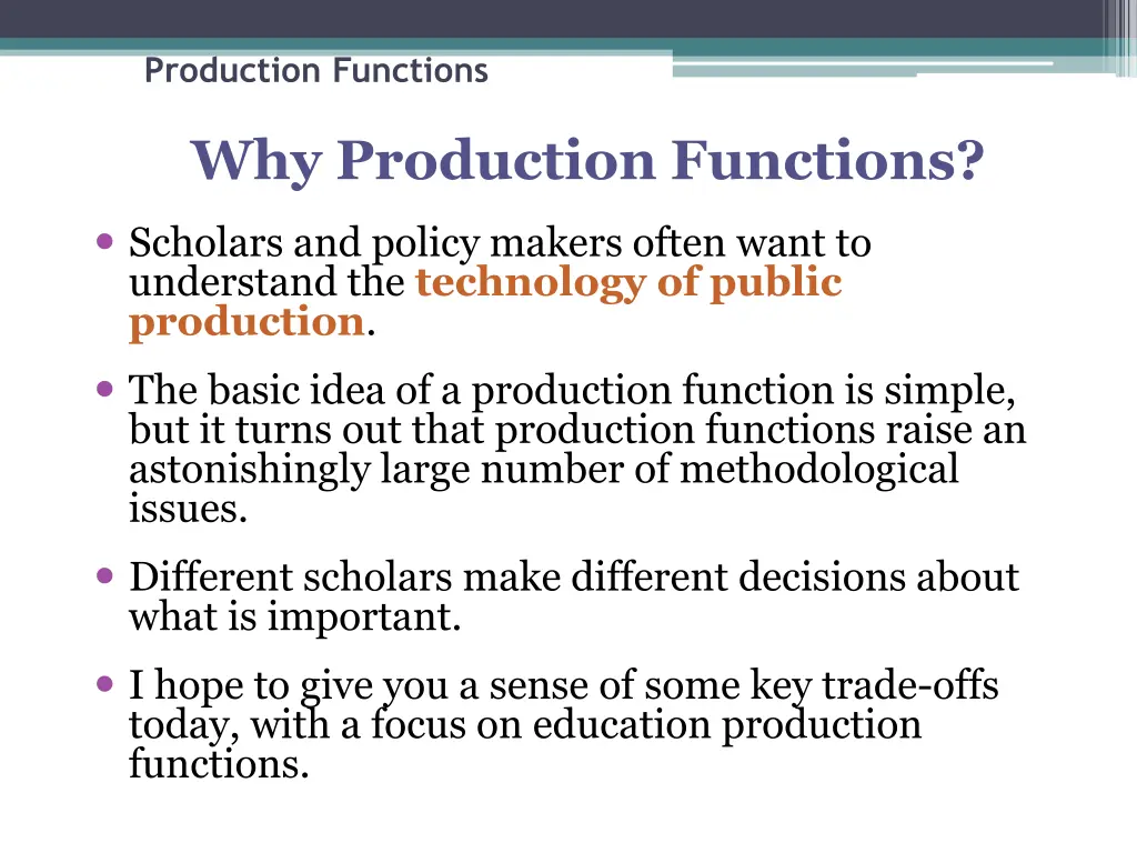 production functions 1