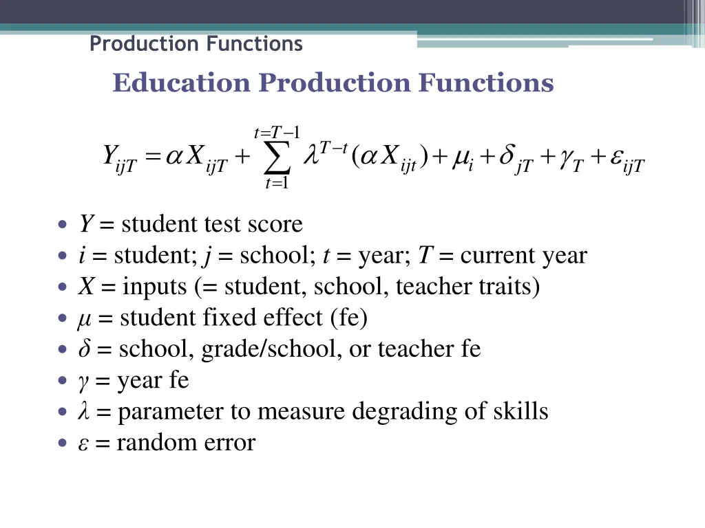 production functions education production