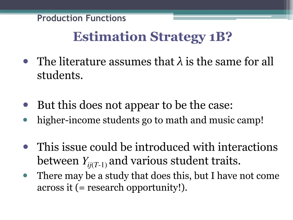 production functions estimation strategy 1b