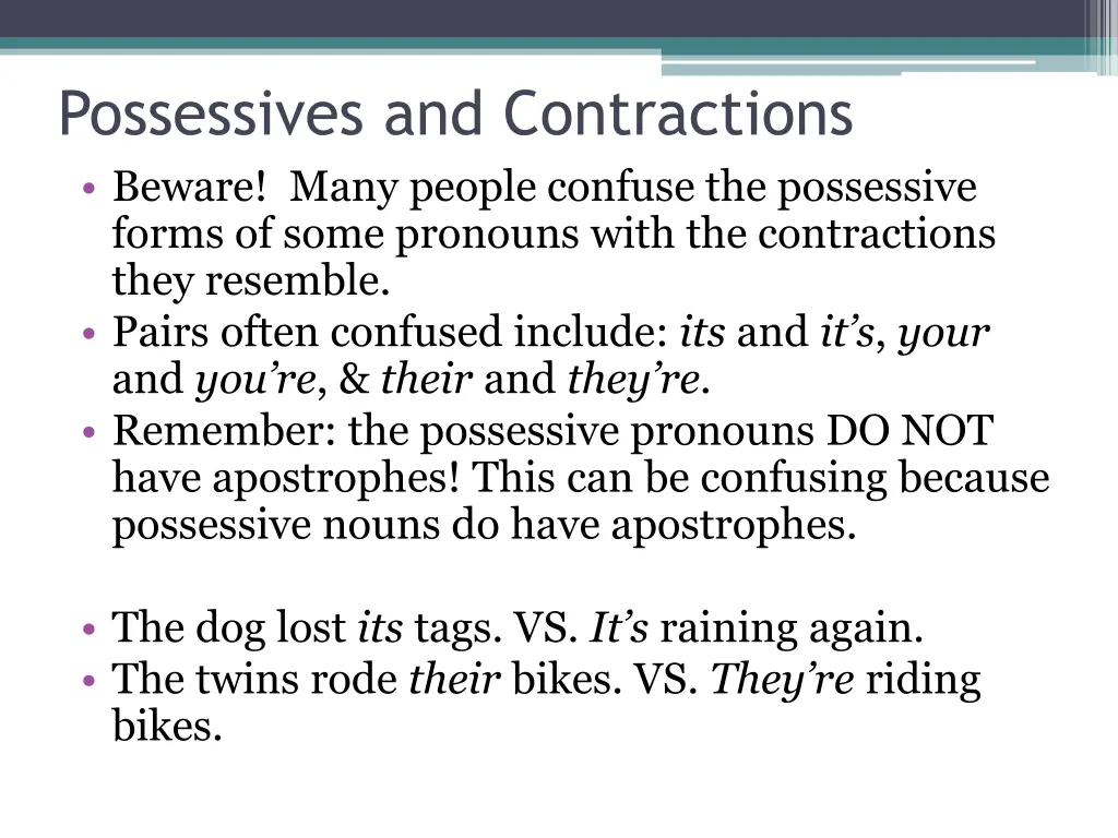 possessives and contractions beware many people