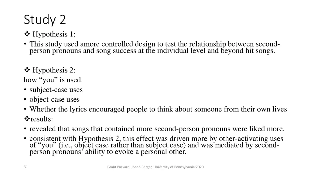 study 2 hypothesis 1 this study used amore