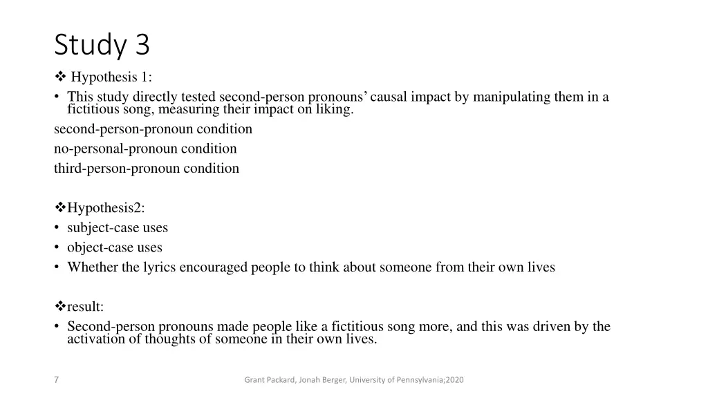 study 3 hypothesis 1 this study directly tested