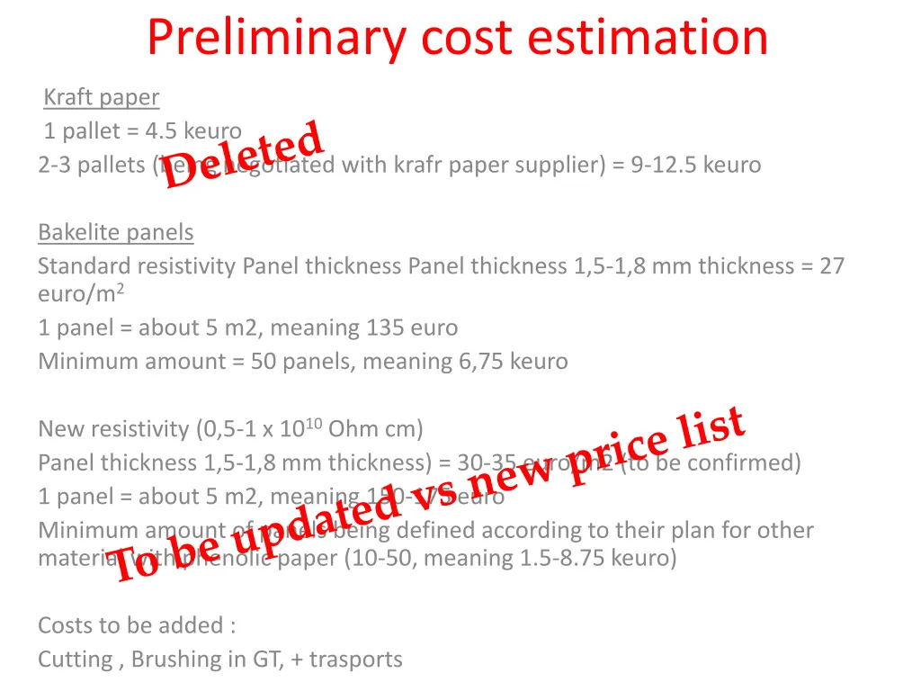 preliminary cost estimation