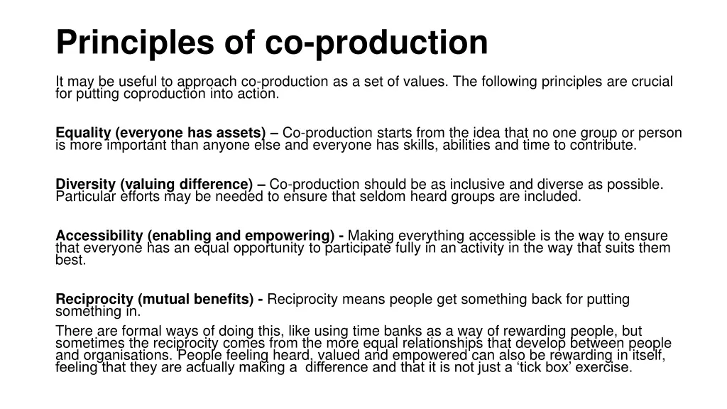 principles of co production