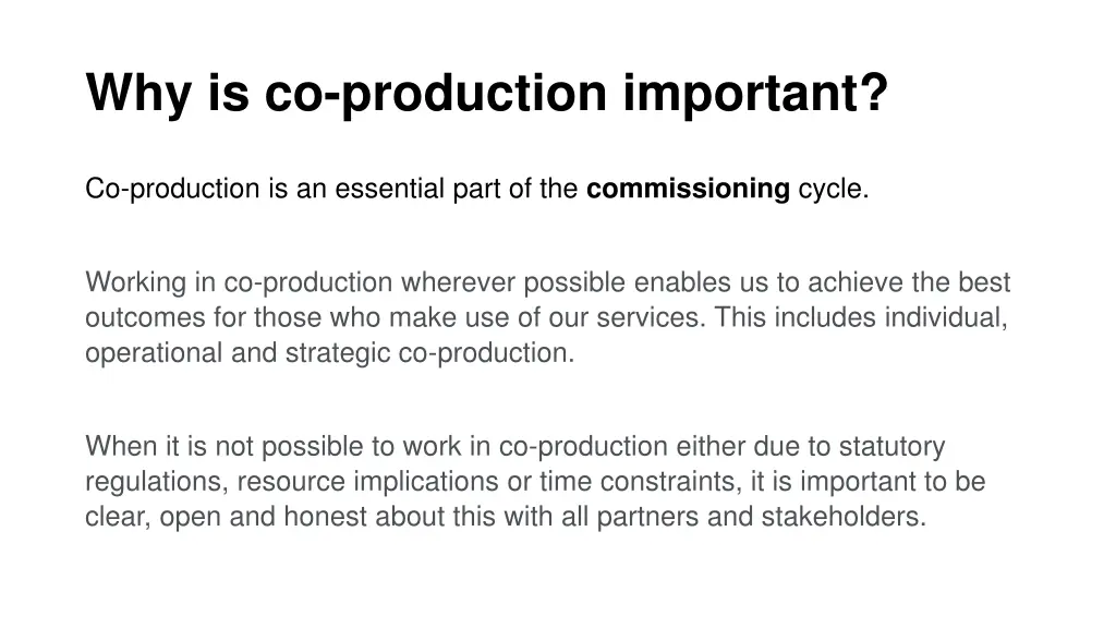 why is co production important