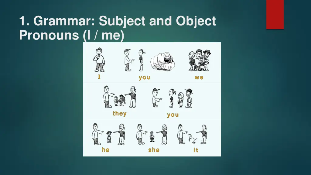 1 grammar subject and object pronouns i me 4