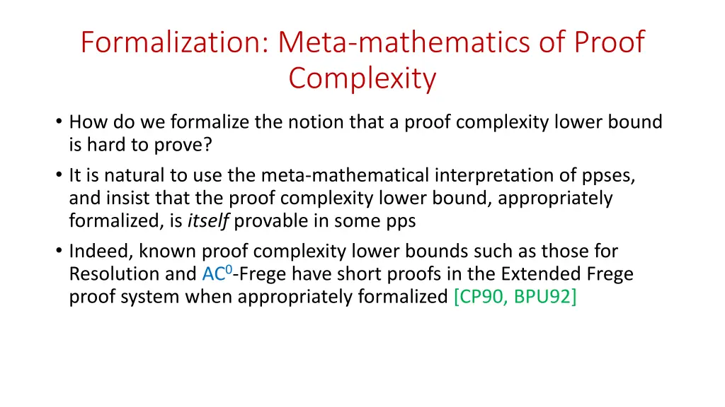 formalization meta mathematics of proof complexity