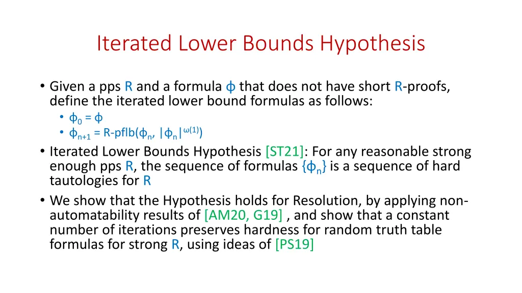 iterated lower bounds hypothesis