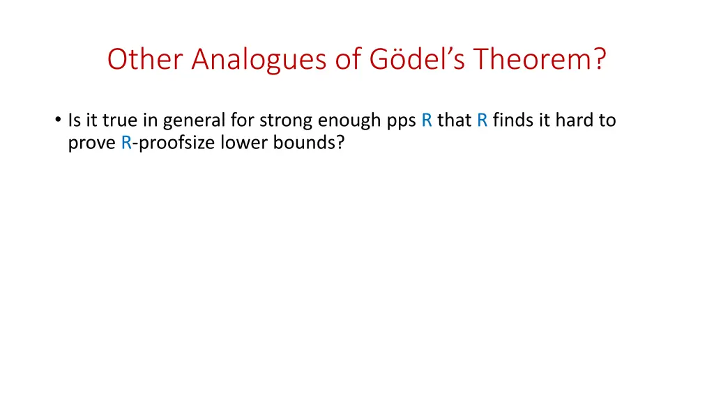 other analogues of g del s theorem