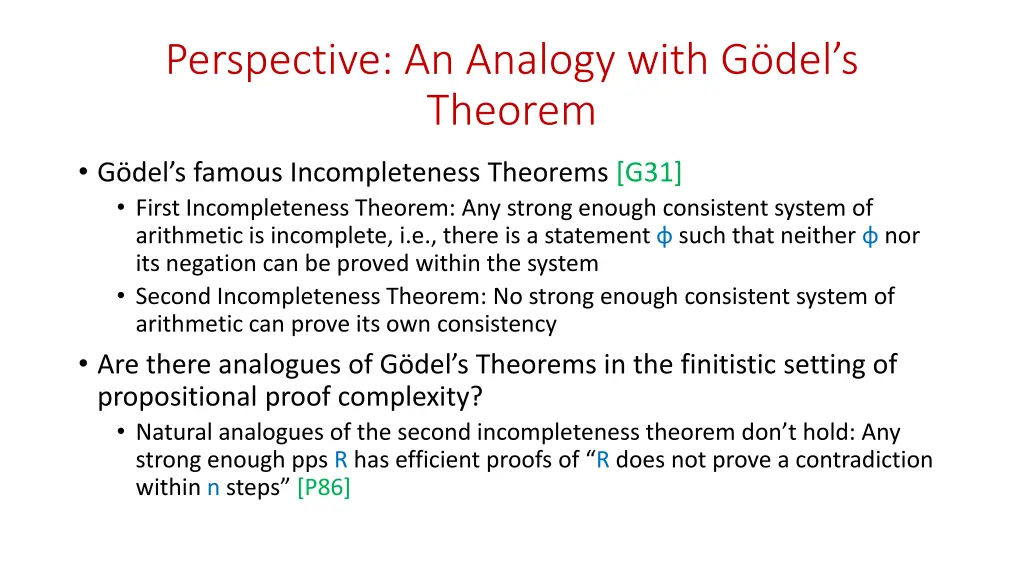 perspective an analogy with g del s theorem