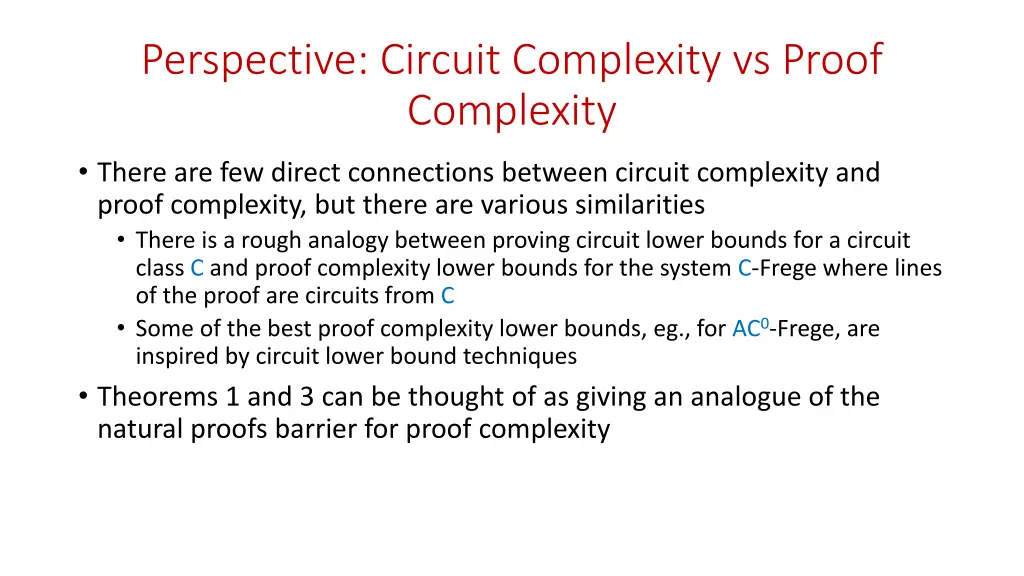 perspective circuit complexity vs proof complexity