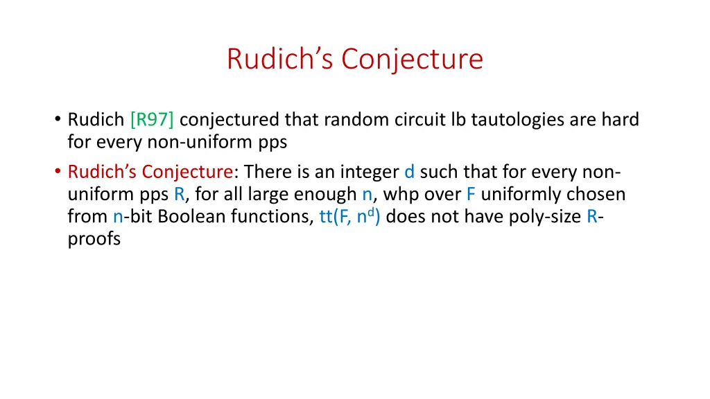 rudich s conjecture