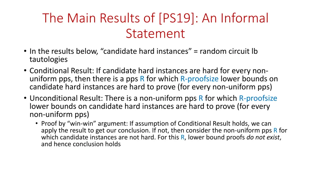 the main results of ps19 an informal statement