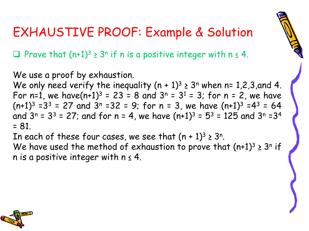 exhaustive proof example solution