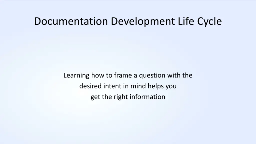 documentation development life cycle