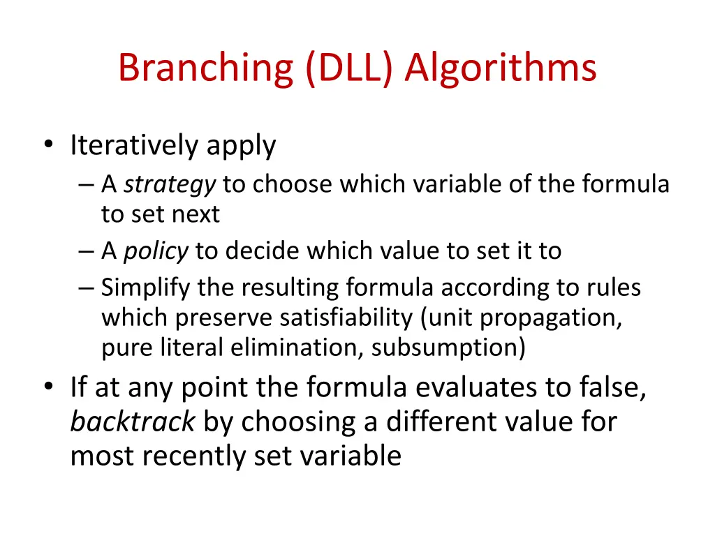 branching dll algorithms