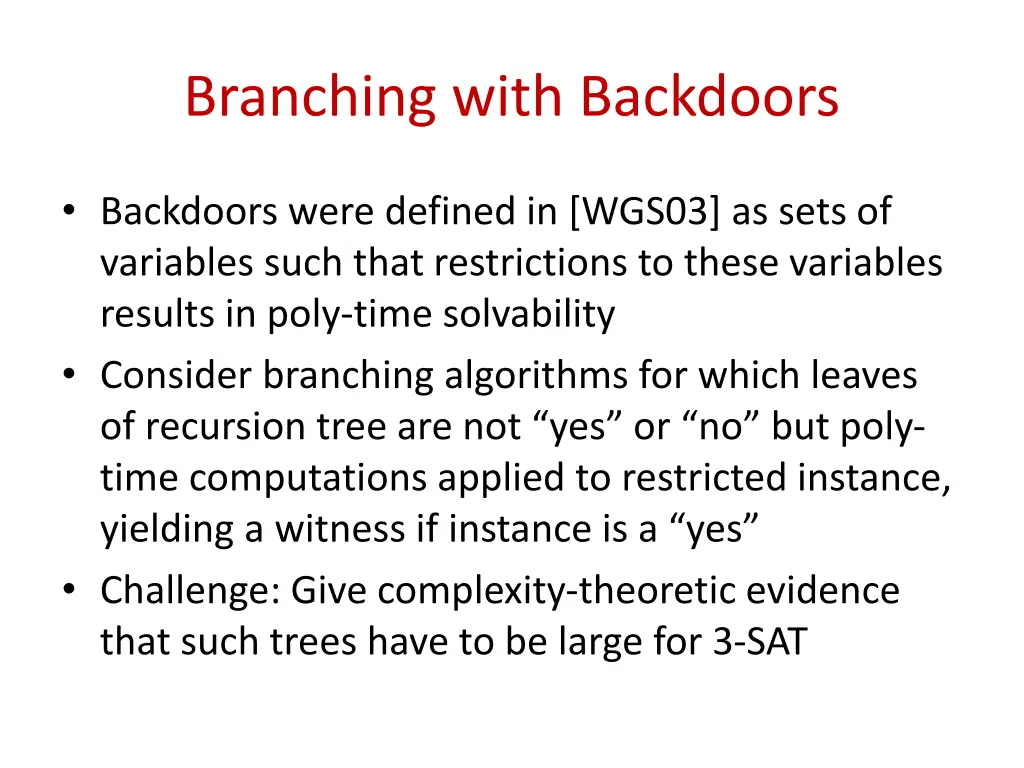 branching with backdoors