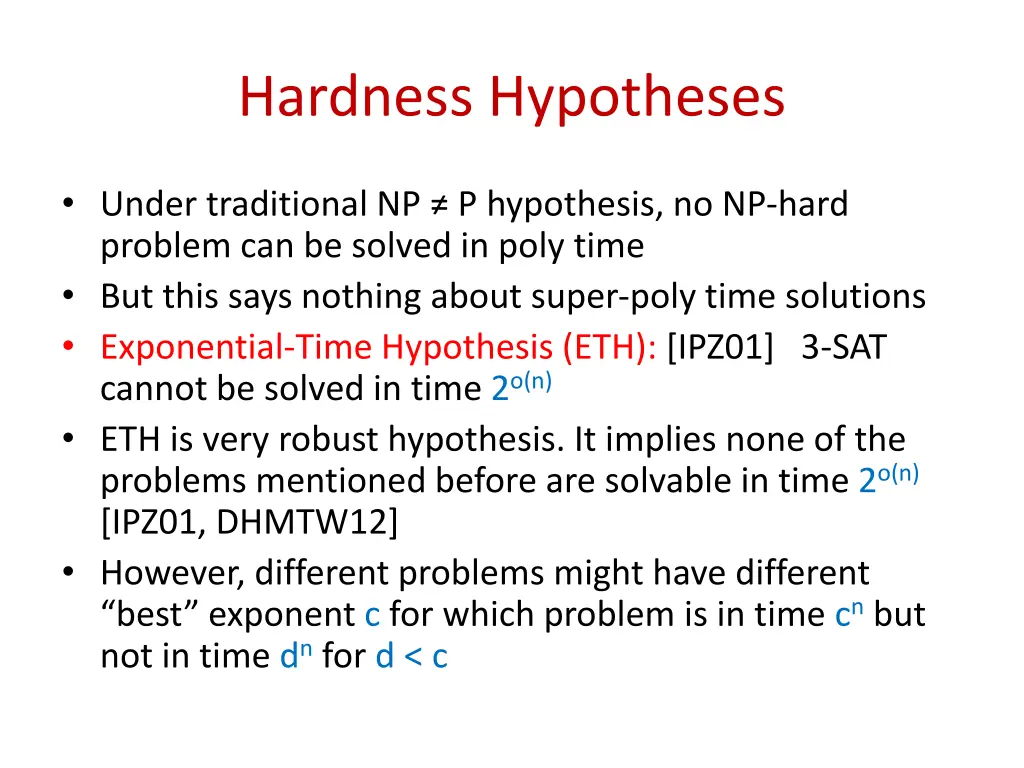 hardness hypotheses