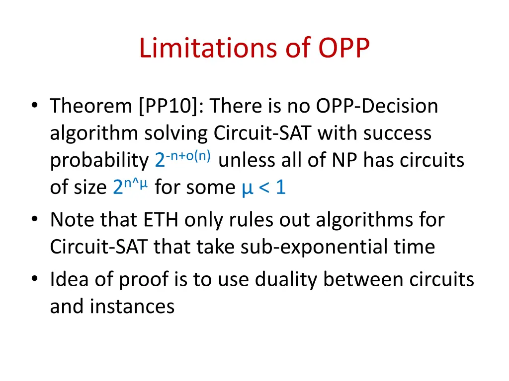 limitations of opp