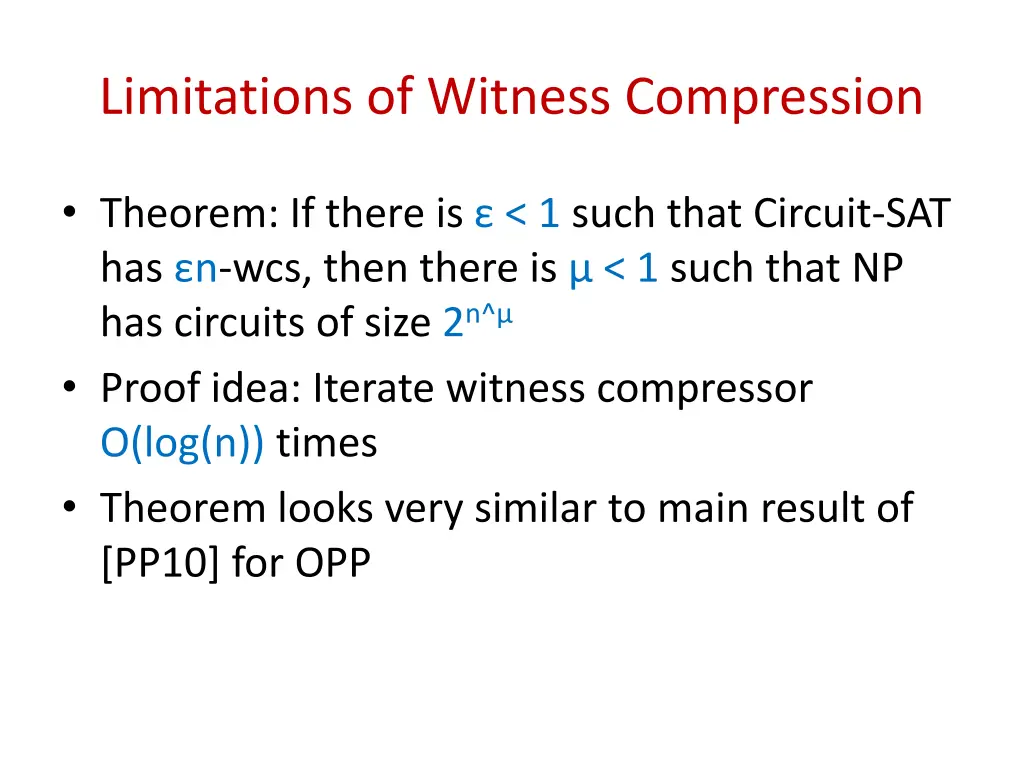 limitations of witness compression