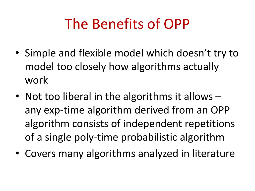 the benefits of opp