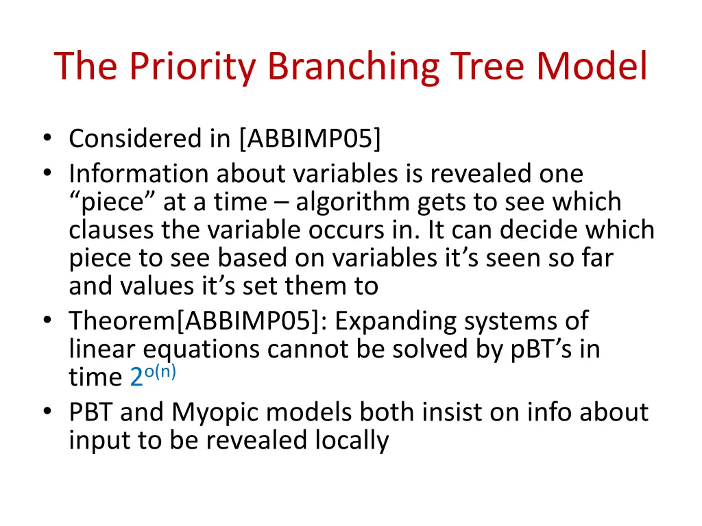 the priority branching tree model