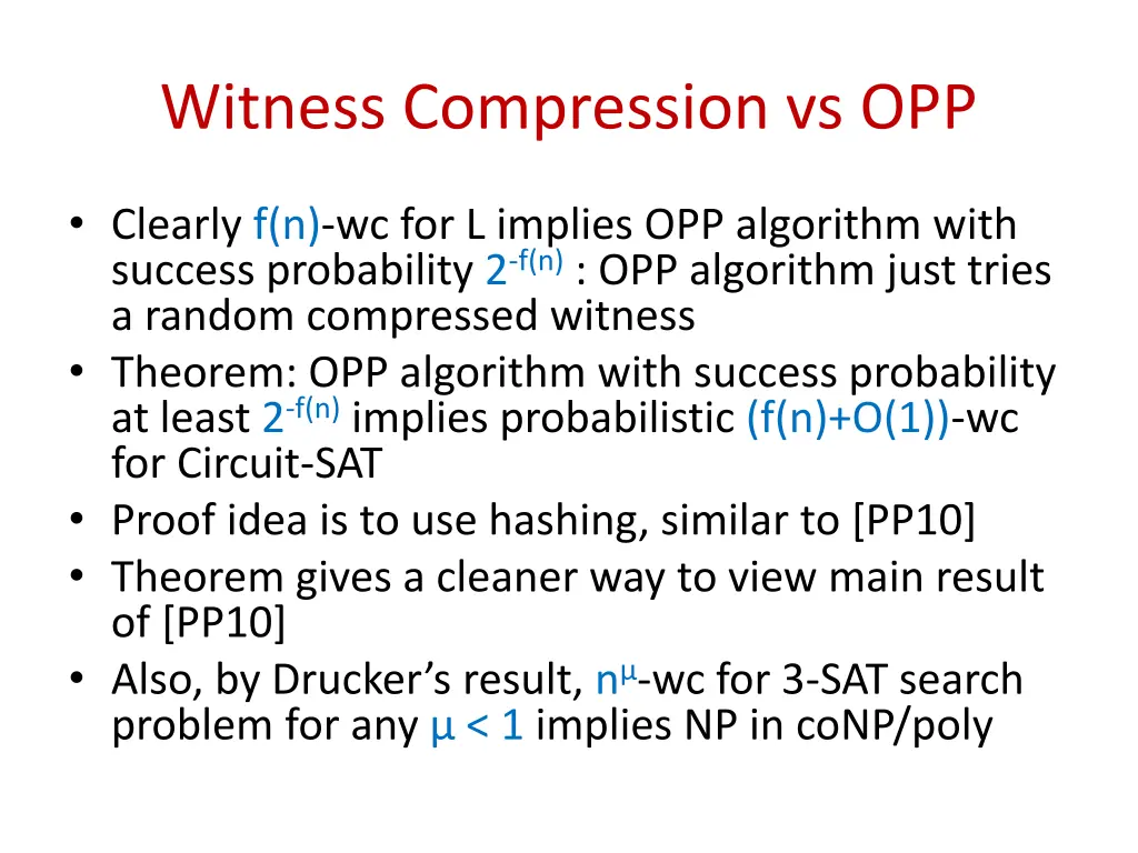 witness compression vs opp