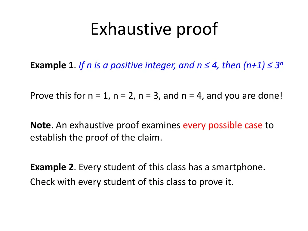 exhaustive proof 1