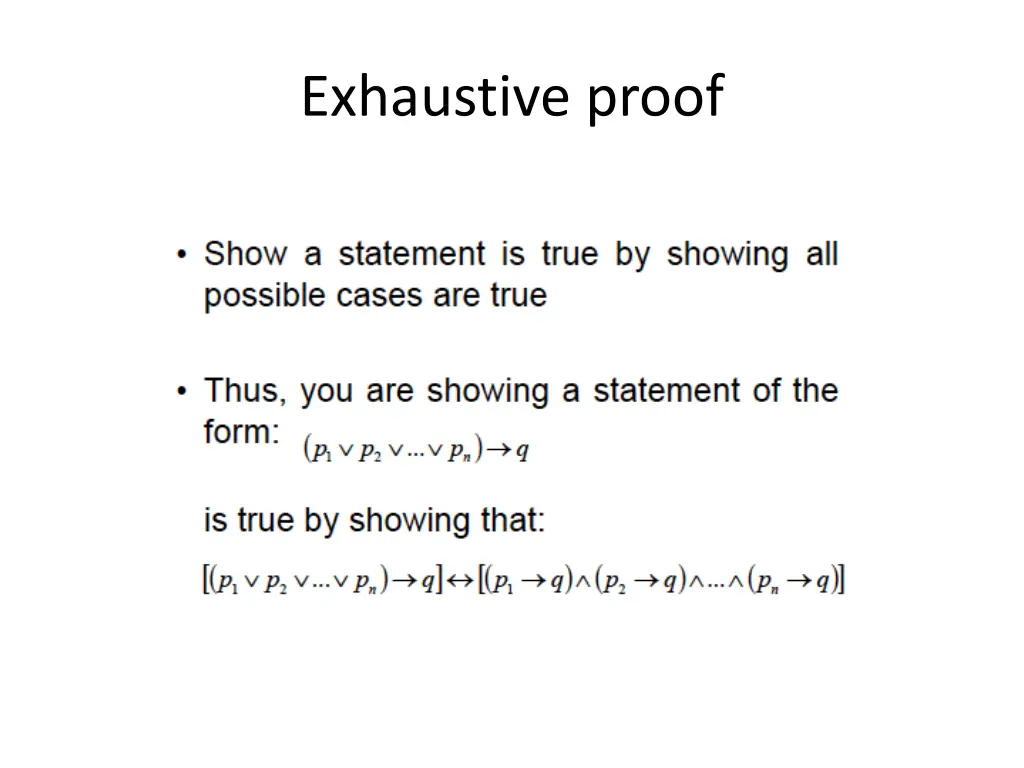 exhaustive proof