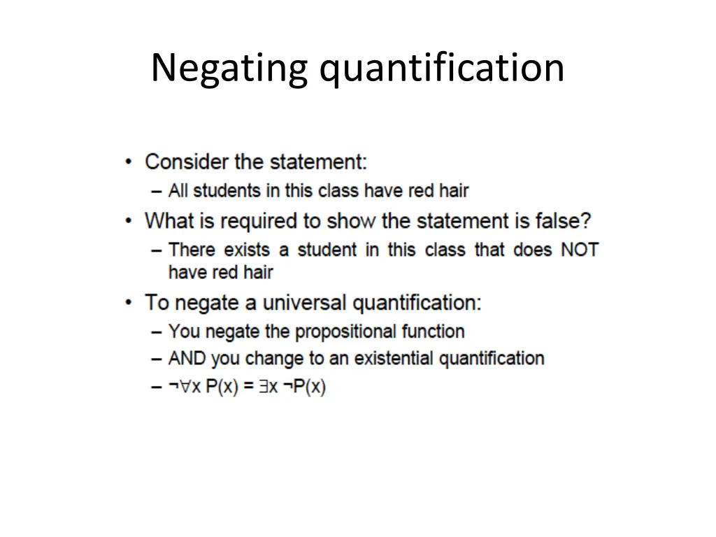 negating quantification