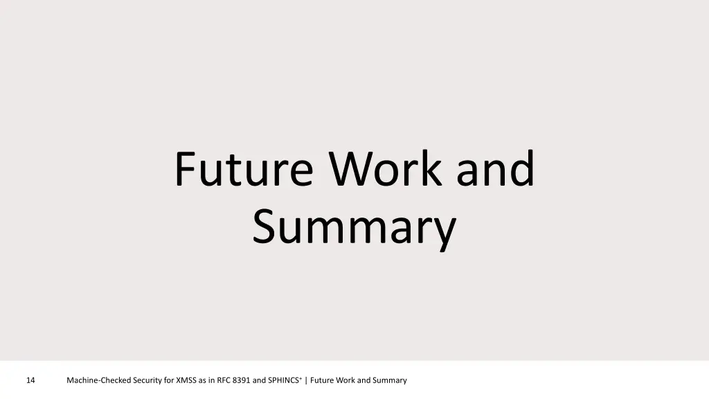 future work and summary