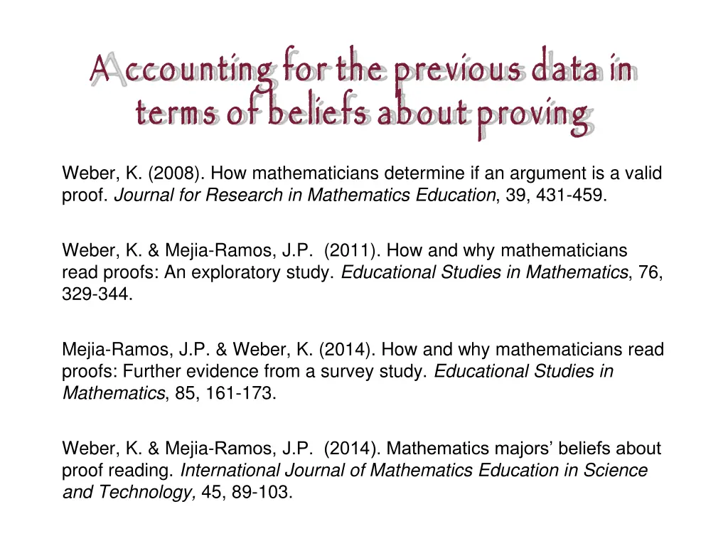 a ccounting for the previous data in terms