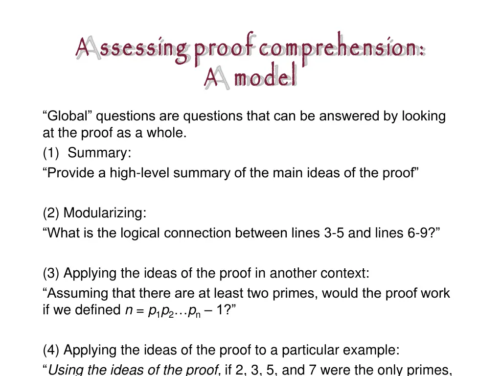 a ssessing proof comprehension a model 1