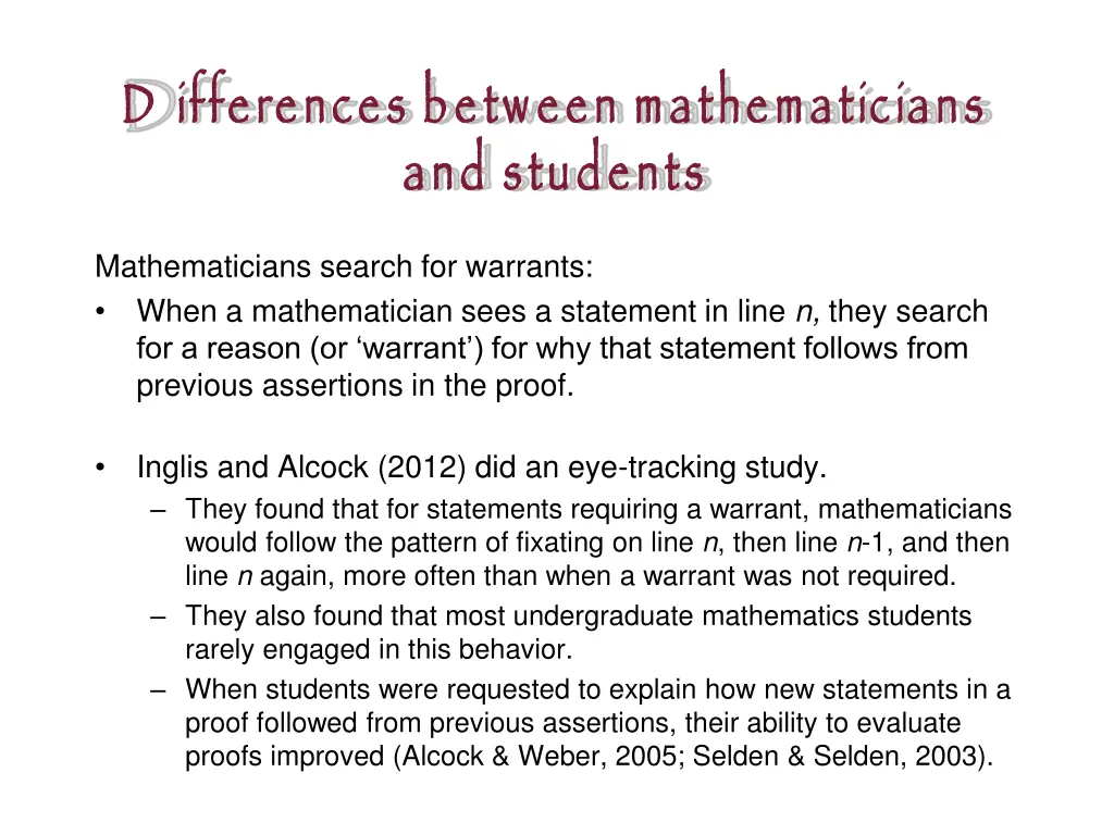 d ifferences between mathematicians and students 1